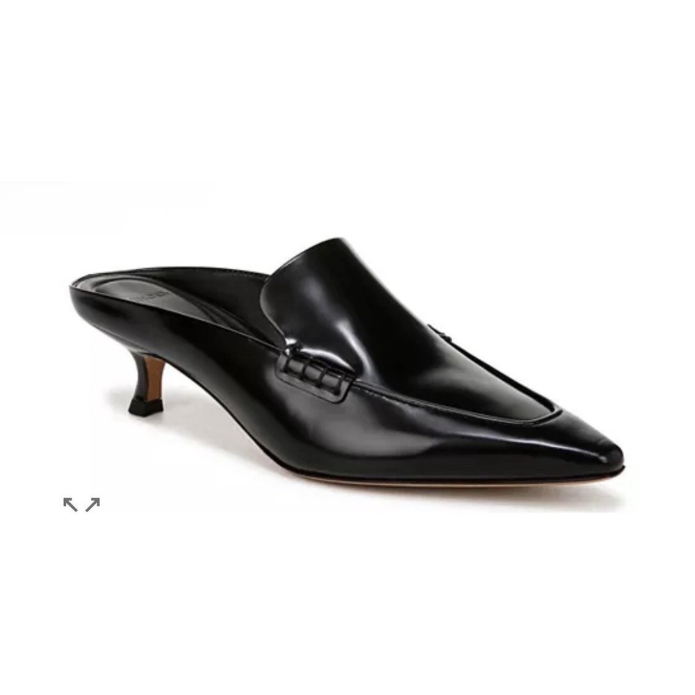 Vince Women's Samy Pointed Toe Pumps‎ Black Patent Size 7 Kitten Heel Witch Core